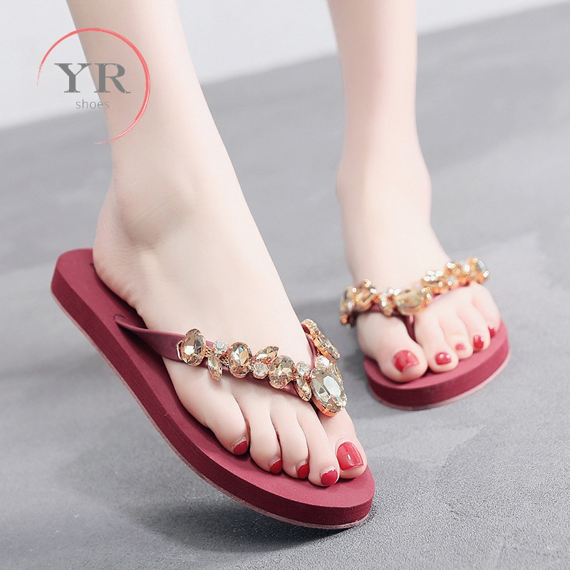 Women s Fashion Flip flops Shiny Diamond Sandals