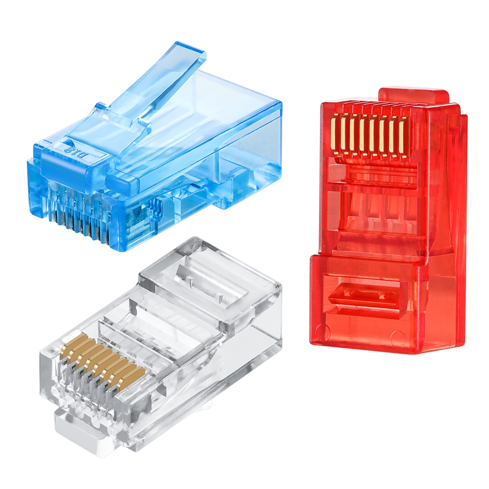 (BRAND NEW RJ-45 MODULAR Cat5 Cat6 PLUG TRANSPARENT ASSORTED COLORS ...