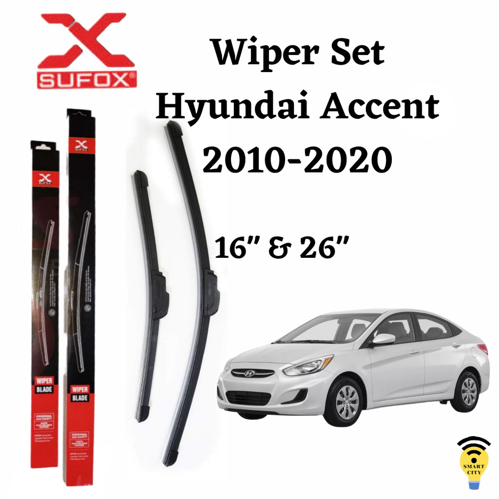 SUFOX Wiper Blade Hyundai Accent 20102020 Set Universal Banana Type