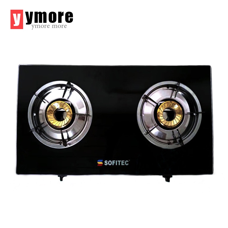 Ymore 2 Burner Tempered Glass Top Gas Stove Kitchen Cooker Double