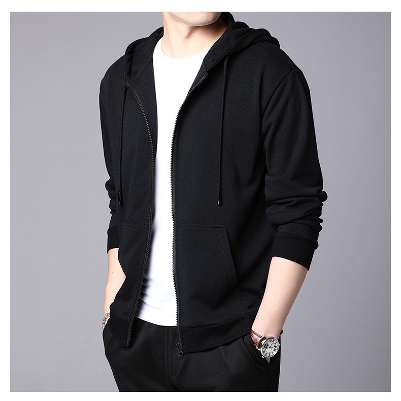 Sweat Long-Sleeve Full-Zip Hoodie Jacket Unisex Plain Makapal | Shopee ...