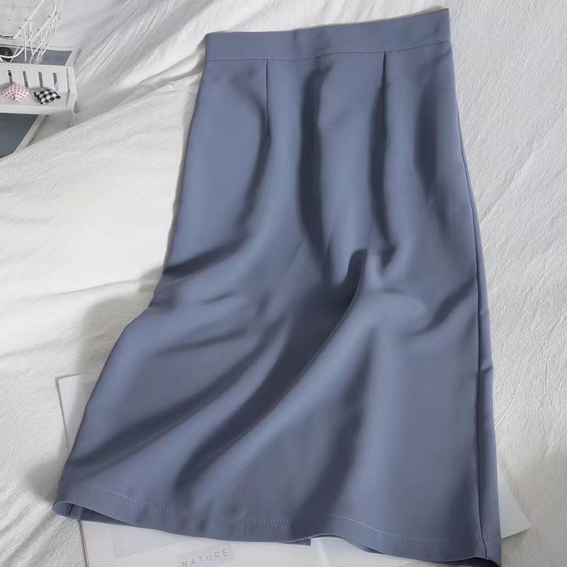 Women Office Skirt Mid-length Slim High Waist A line Work Formal Skirt ...