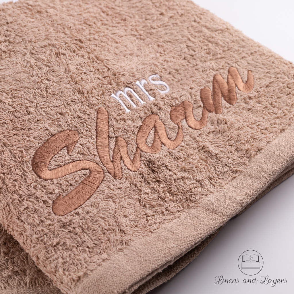 Bath towel with name embroidered sale