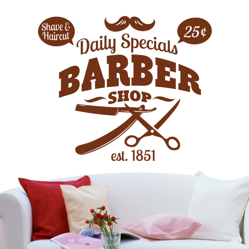 Customized Beard Decal Barbershop Sticker Shave Cut Hair Posters Vinyl ...