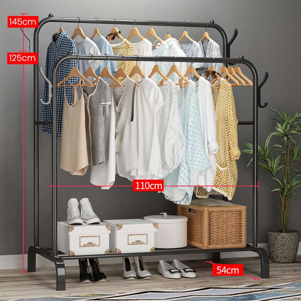 Double pole hanger floor bedroom simple coat rack balcony drying rack ...