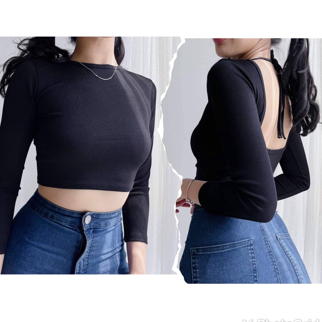 UBACK LONG SLEEVE Knitted Crop Top Shopee Philippines