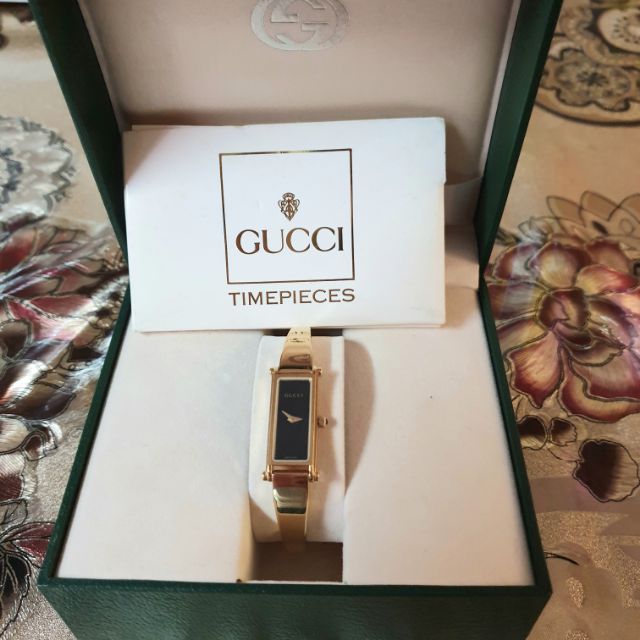 ORIGINAL GUCCI 1500L bangle YELLOWGOLD BLACK DIAL like new