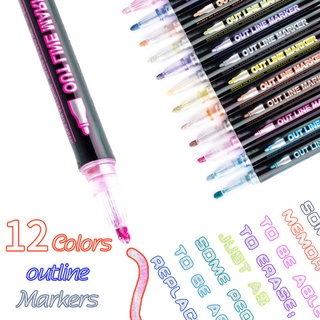 30 Color Double Lines Contour Colored Paint Marker Set Outline