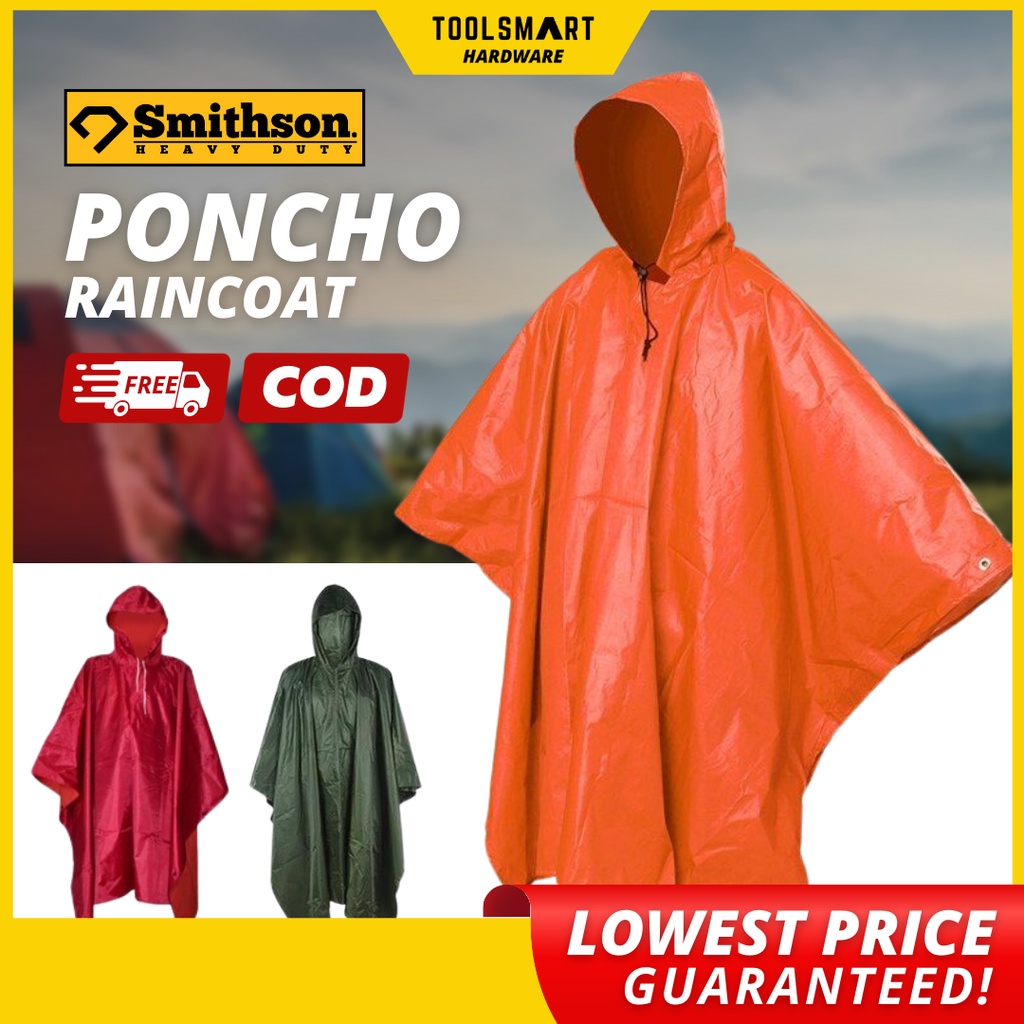 SMITHSON Heavy Duty Poncho Raincoat Waterproof Rain Poncho Men Women ...