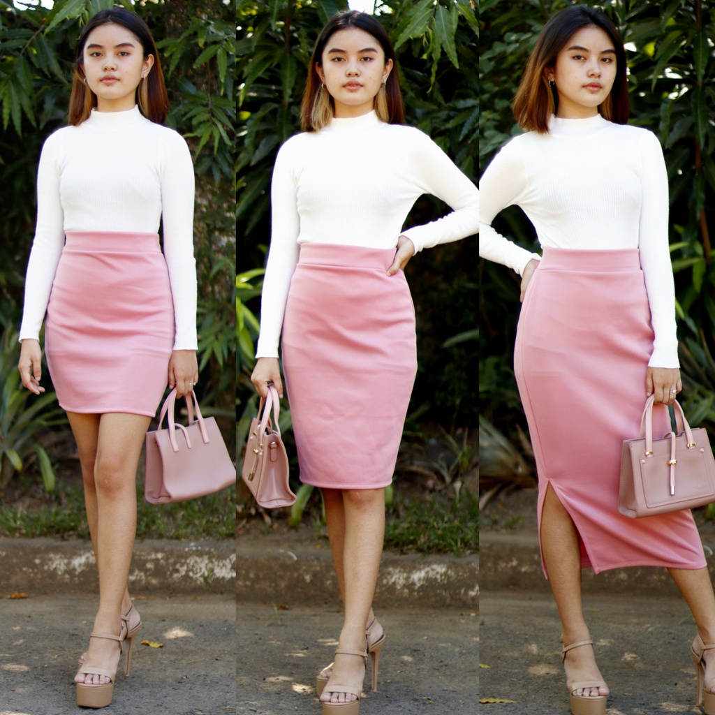 Maxi Long Skirt Below the Knee Skirt Mini Skirt AOW Plain Pencil Cut Skirt Office Skirt Shopee Philippines