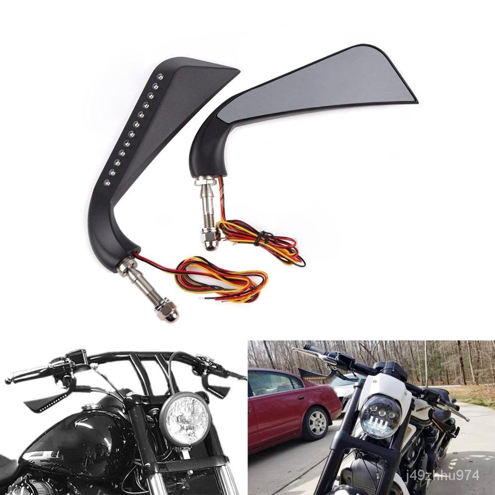 JKMotorcycle Axe Sequential LED Side Mirrors For Harley Sportster