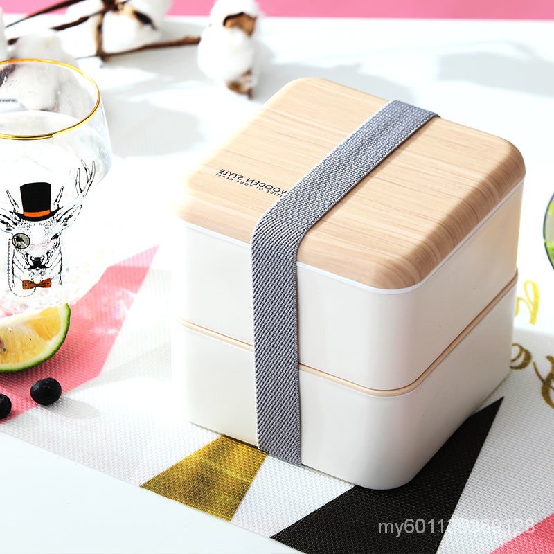 Micro-wave ovenDouble Layer Lunch Box Bento Japanese-Style Compartment ...