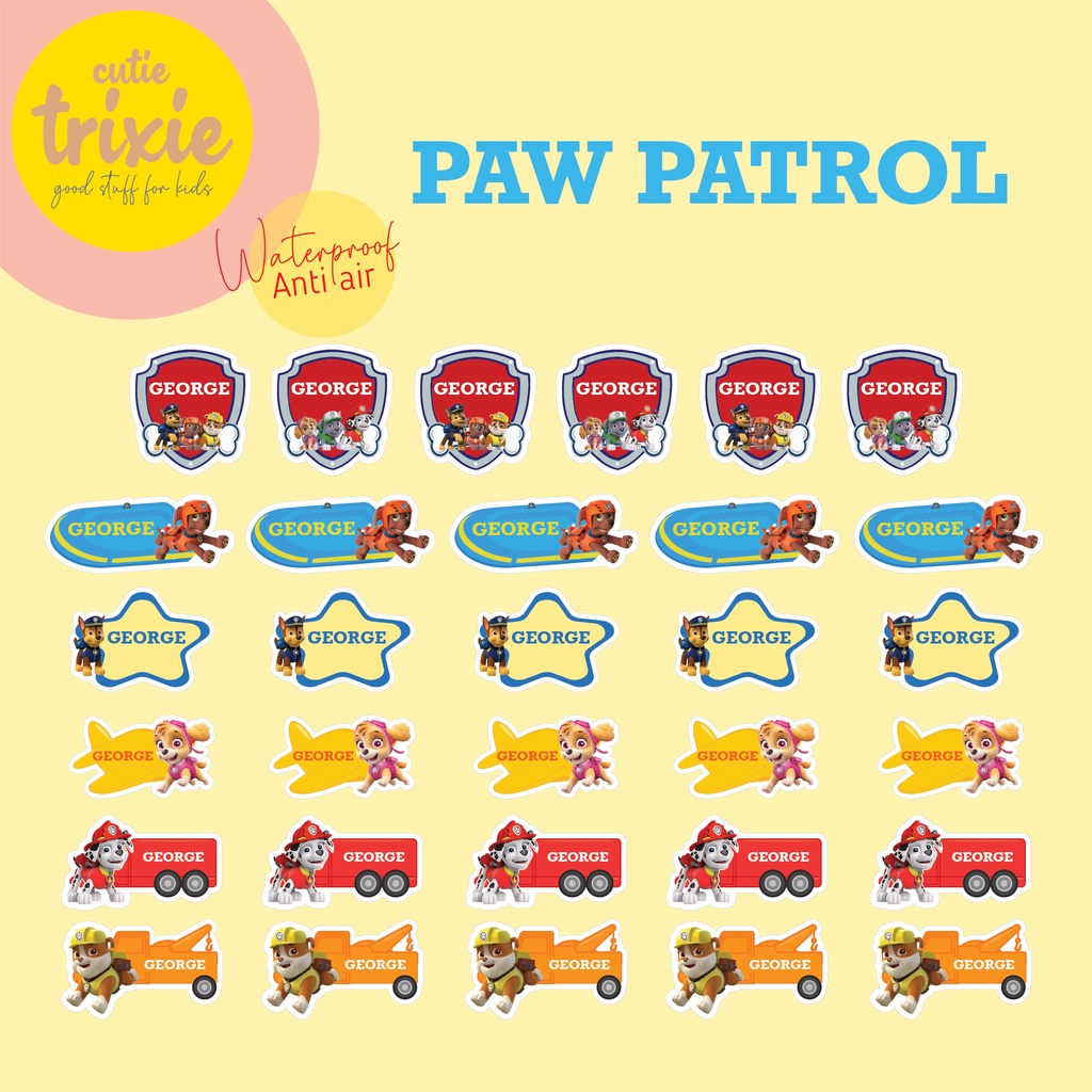Paw Patrol Name Label Sticker For Kids Shopee Philippines