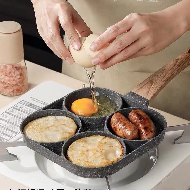 Four Hole Frying Pan Cooking Pot Non Stick Pancake Maker Home Breakfast Egg Burger Pot For All 8730