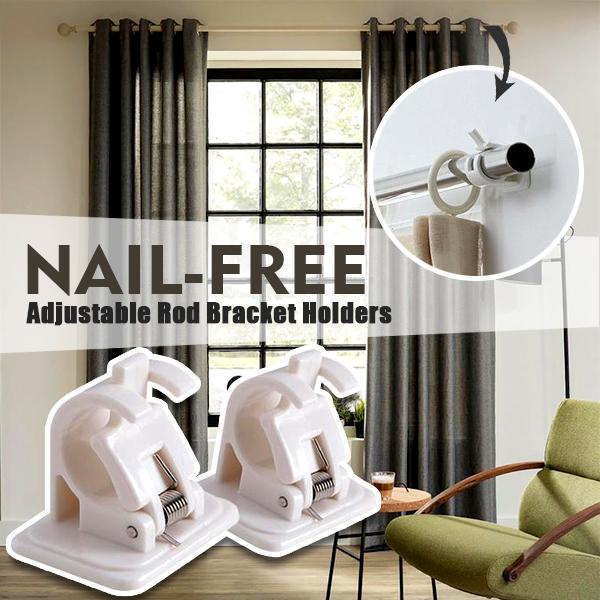 2pcs Self Adhesive Hooks Curtain Rod Bracket Pole Holder Drapery Hook
