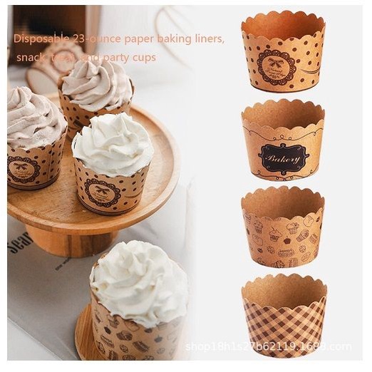 12 pcs Set (M / L Size) Lovely Baking Muffin Cupcake Cup - Brown Paper ...