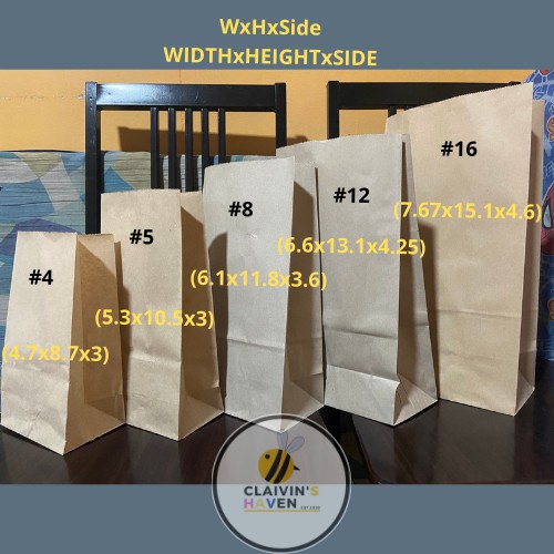 Kraft paper best sale bag sizes