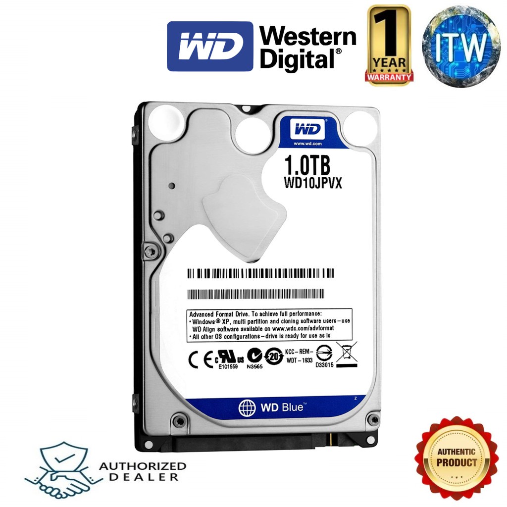 WD Blue 1TB Mobile Hard Disk Drive - 5400 RPM SATA 6 Gb/s 9.5 MM 2.5 Inch -  WD10JPVX