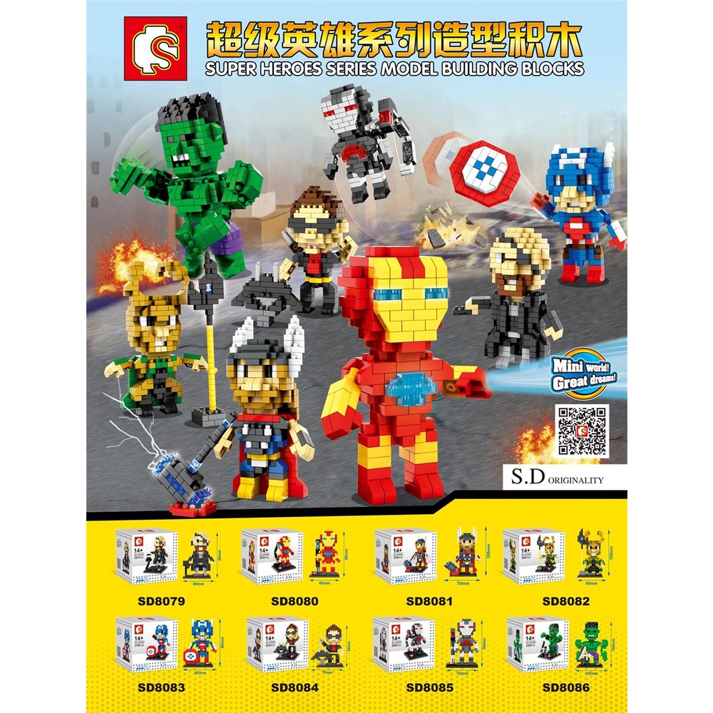 Sembo Blocks Nano Mini Avengers Super Hero Hulk Batman Model Spiderman ...