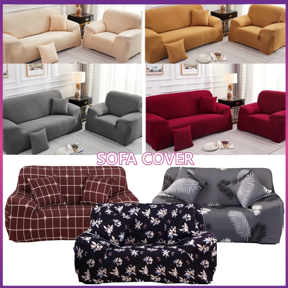 1/2/3 Seater L Shape or Regular Shape Sofa Cover Plain Elastic Sofa ...