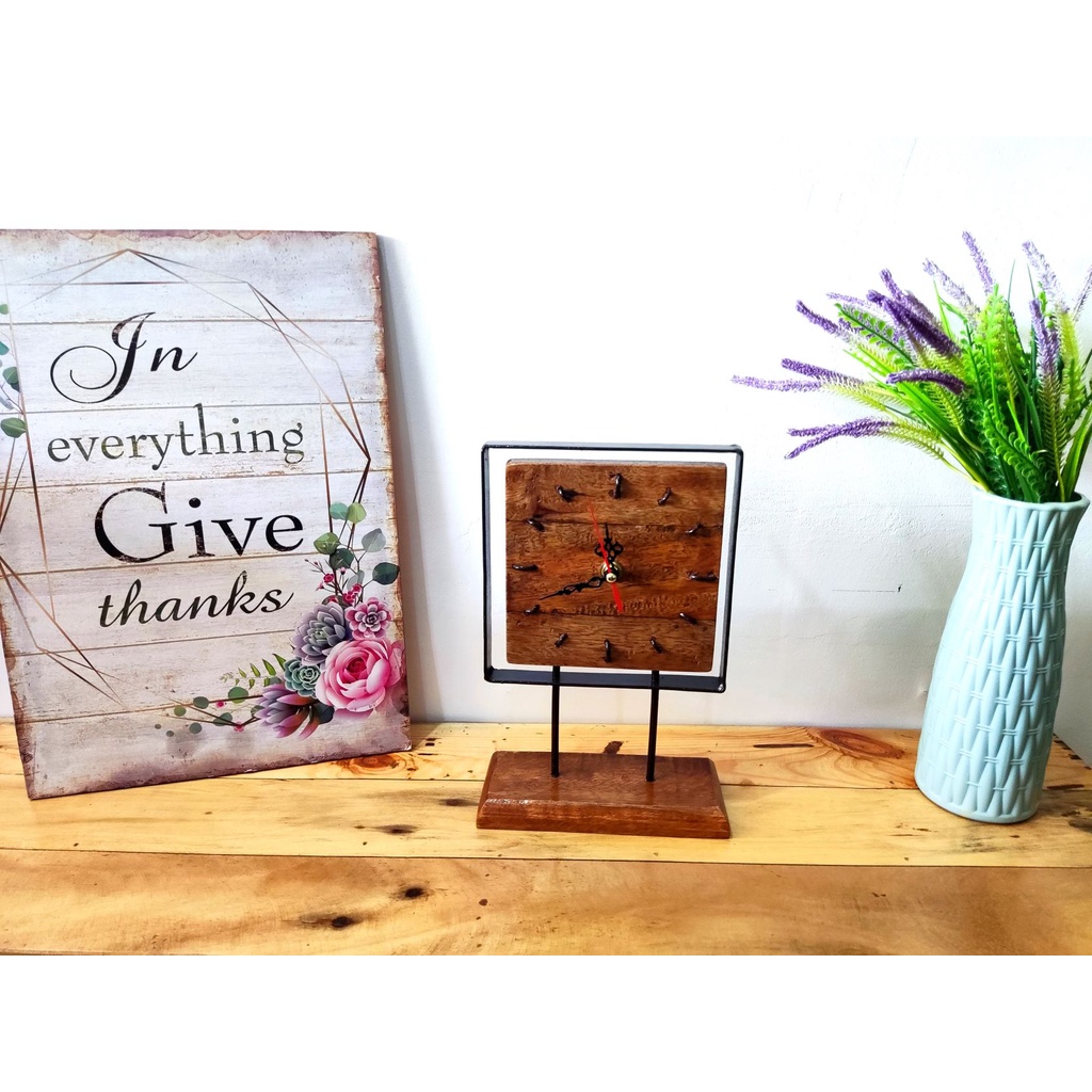Wood Square Clock/ Desk Clock/ Decorative Clocks/ Vintage Minimalist ...