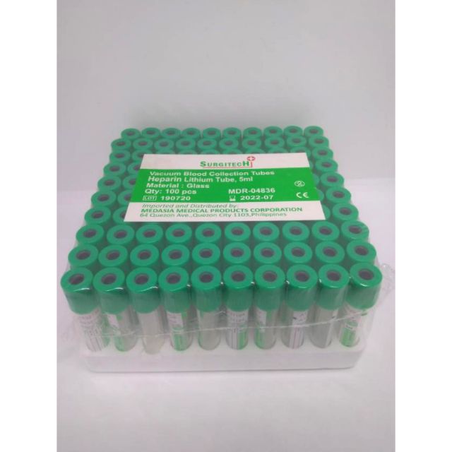 Vacutainer Heparin Lithium / Green top tubes (5ml) Shopee Philippines