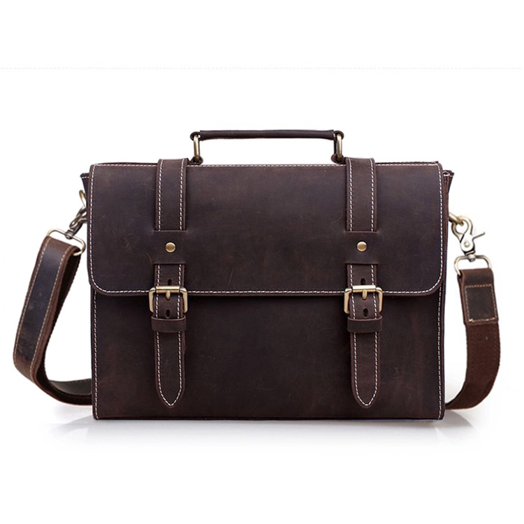 Munuki Vintage Crazy Horse Leather Men Messenger Bags Genuine leather