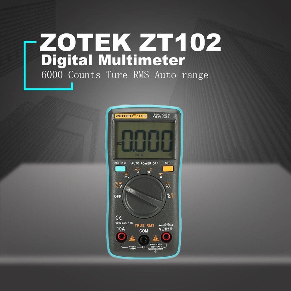 ZT102 Digital Multimeter,Portable 6000 Counts Auto Ranging Multi Tester ...