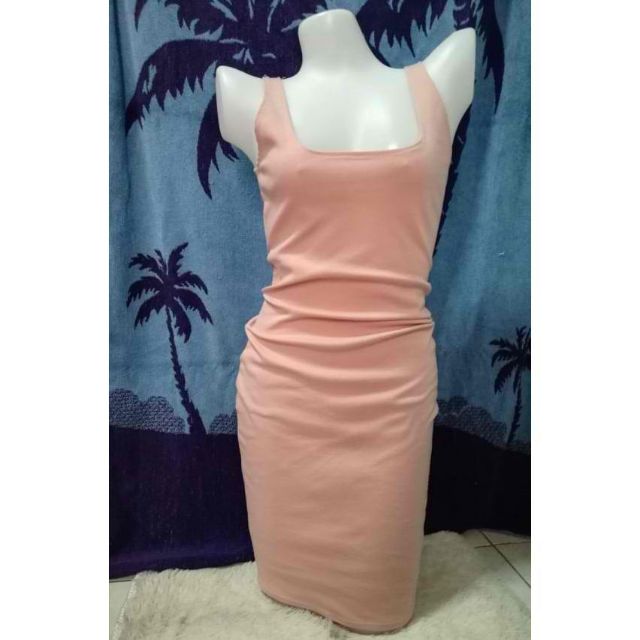 Peach fitted sale dress