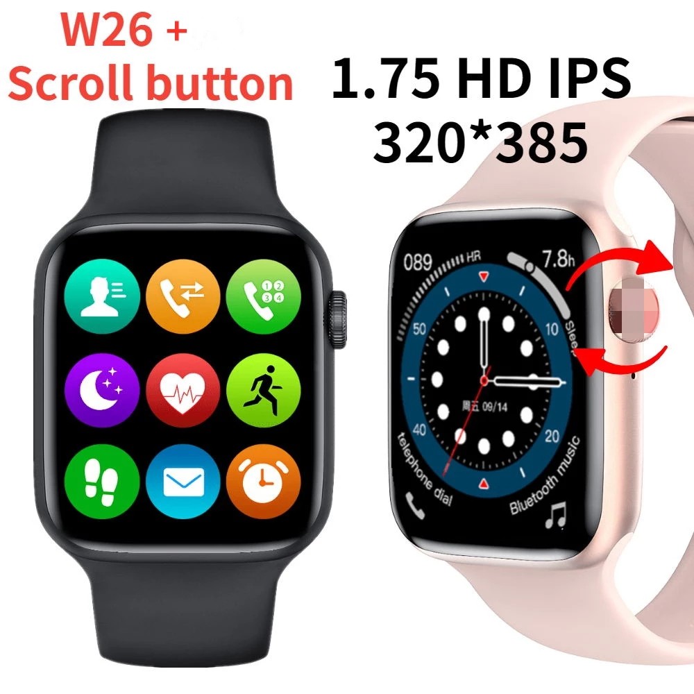 W26+ Smart Watch IWO14 Pro Series 6 Bluetooth Call 1.75 inch 44mm Full Screen Smartwatch ECG PPG