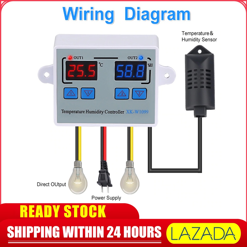 Dual Digital Temperature Humidity Controller Home Fridge Thermostat