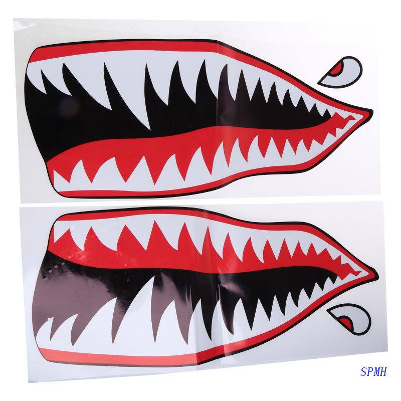 Super 2 Pcs Flying Tigers Shark Teeth A-10 Warthog Decals Stickers 