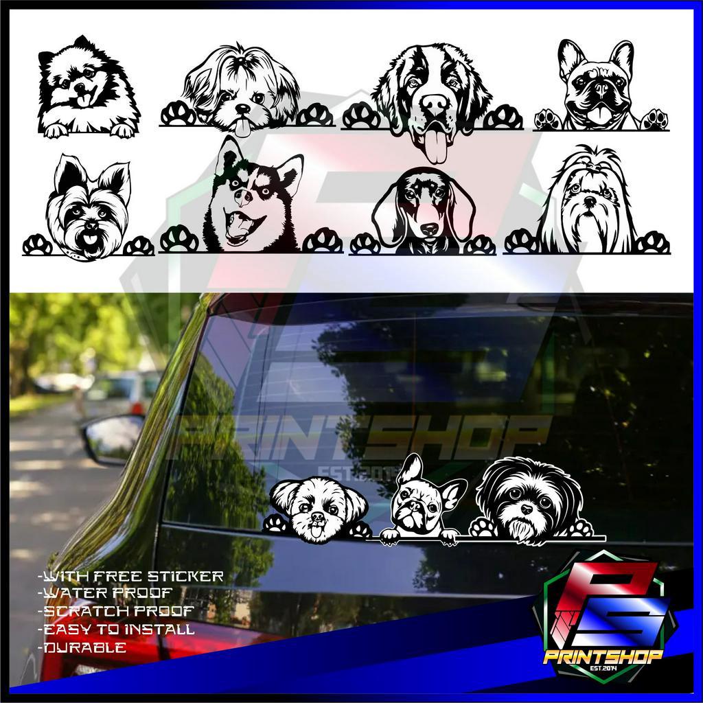 Dog Pet Peeking for car back mirror cut-out vinyl durable and high ...