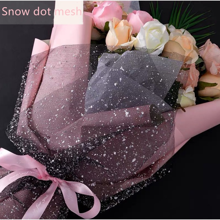 （70cm*50cm) 1 Pc Snowflake net snow dot gauze ~ cartoon bouquet packing ...