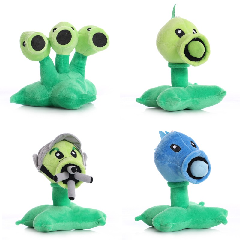 1pcs 17cm Plants Vs Zombies Plush Toys Pvz Plants Peashooter Split Pea Plush Soft Stuffed Toys 9656