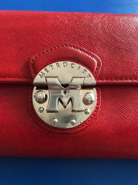 Original Metrocity Red Leather long wallet, Luxury, Bags & Wallets on  Carousell