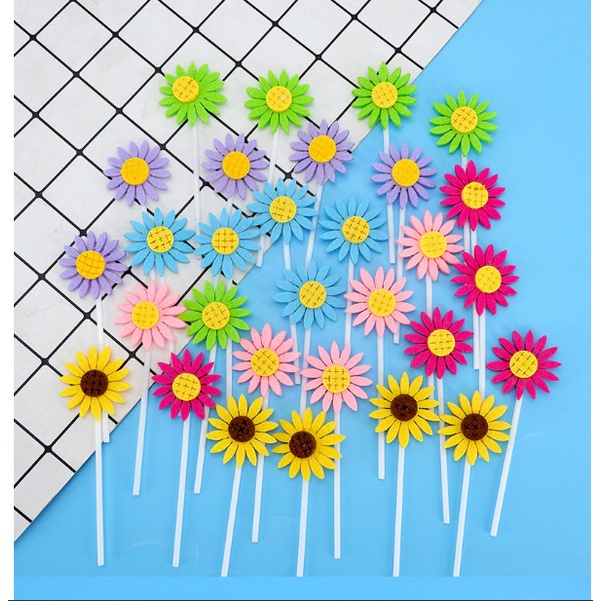 MATAHARI 5 Pcs Sun Flower Cake Topper / Colorful Sunflower Birthday ...