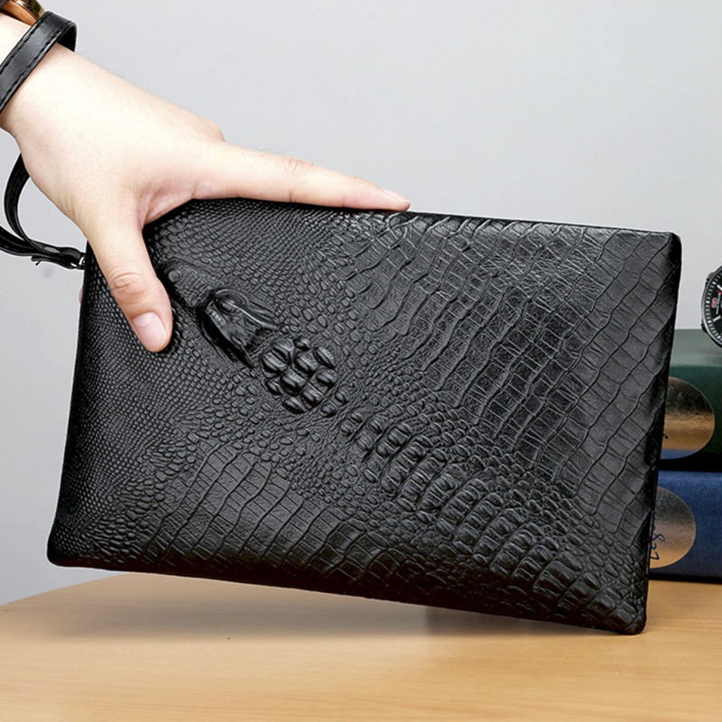 First layer cowhide men s hand bag crocodile pattern clutch bag