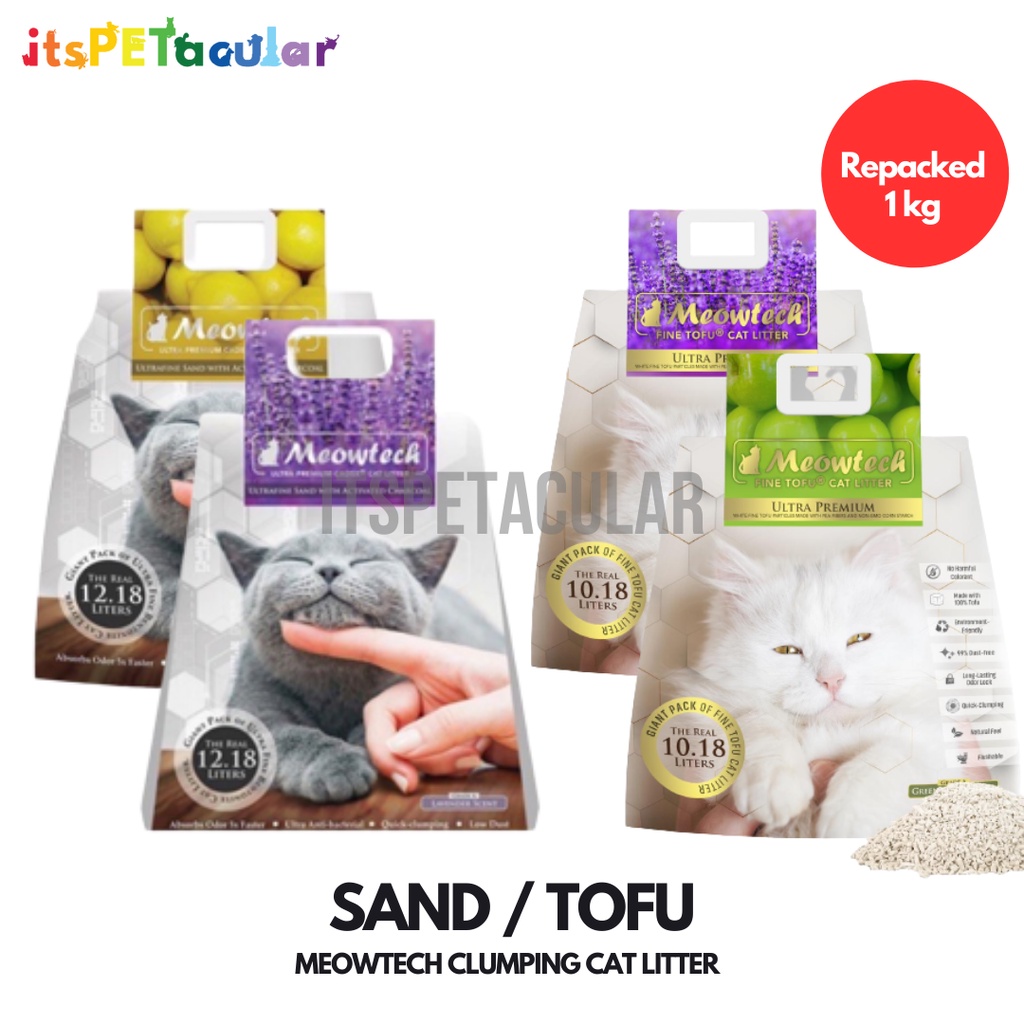 Meowtech Ultra Premium Clumping Cat Litter SAND / TOFU (1KG) | Shopee ...