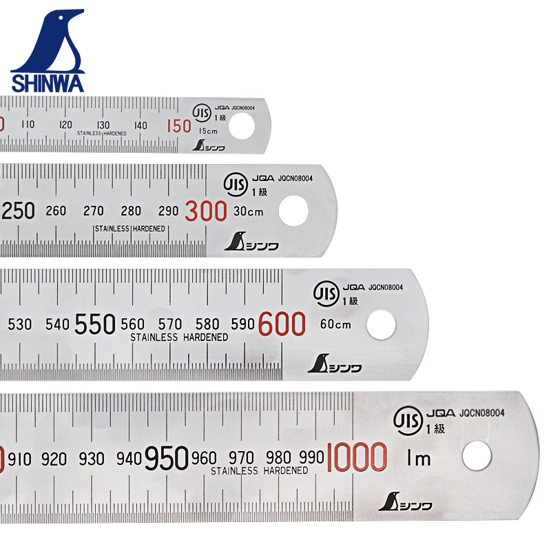 SHINWA Steel Iron ruler Stainless steel ruler Thickened scale steel ...