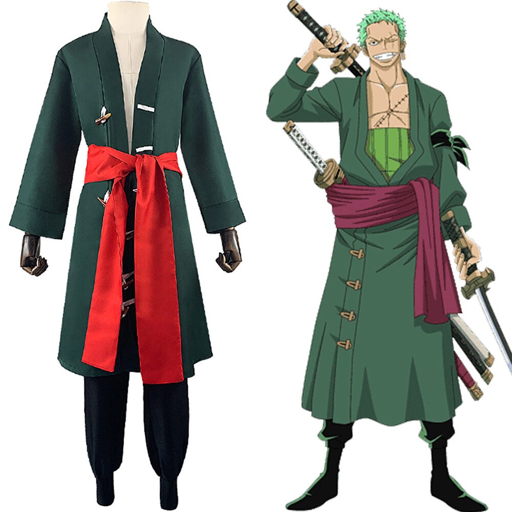 In Stock Anime One Piece Roronoa Zoro Cosplay Costume Kimono Uniform ...