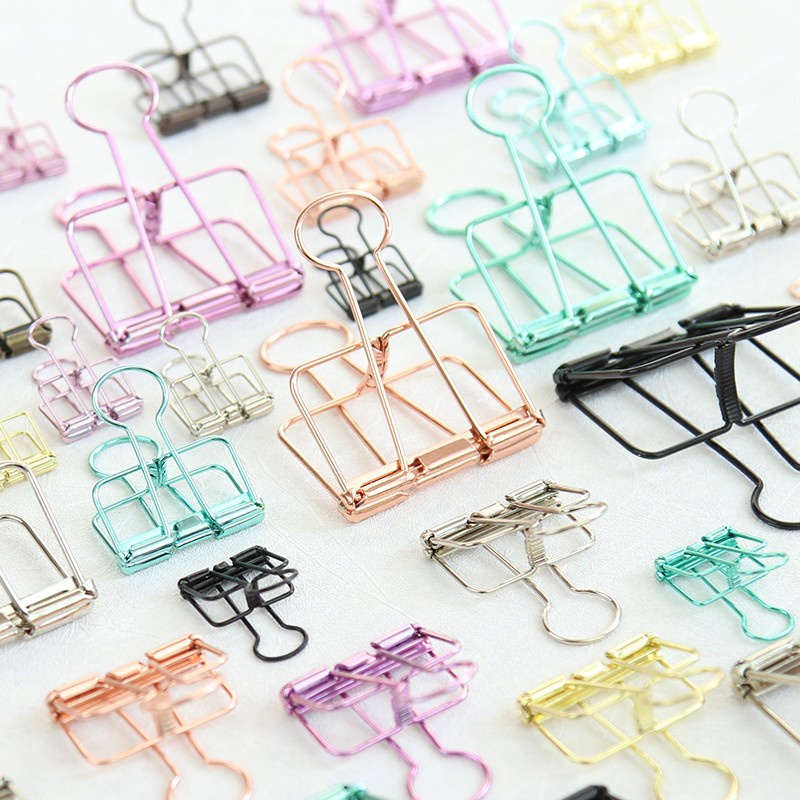 8 Colors Binder Clips Medium Metal Binder Clips Multicolor Paper Binder ...