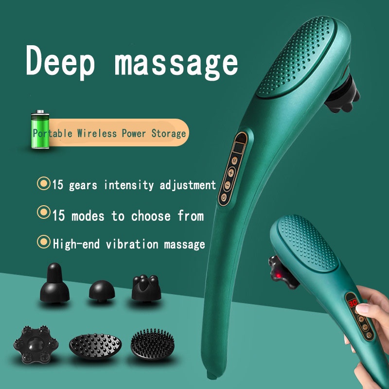 6 Head Electric Dolphin Massager Luxury Back Massage Hammer Vibration Infrared Stick Roller