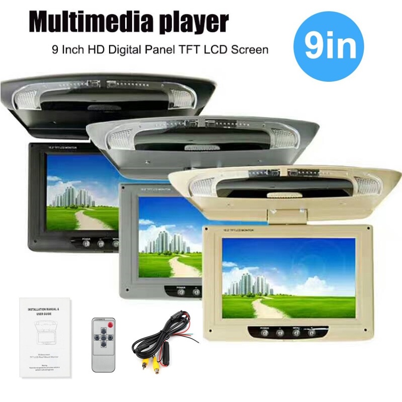 9 Inch Ultra-thin TFT LCD Car Roof Monitor Ceiling Mount Flip Down Digital Screen Mp5 Player I4074622796