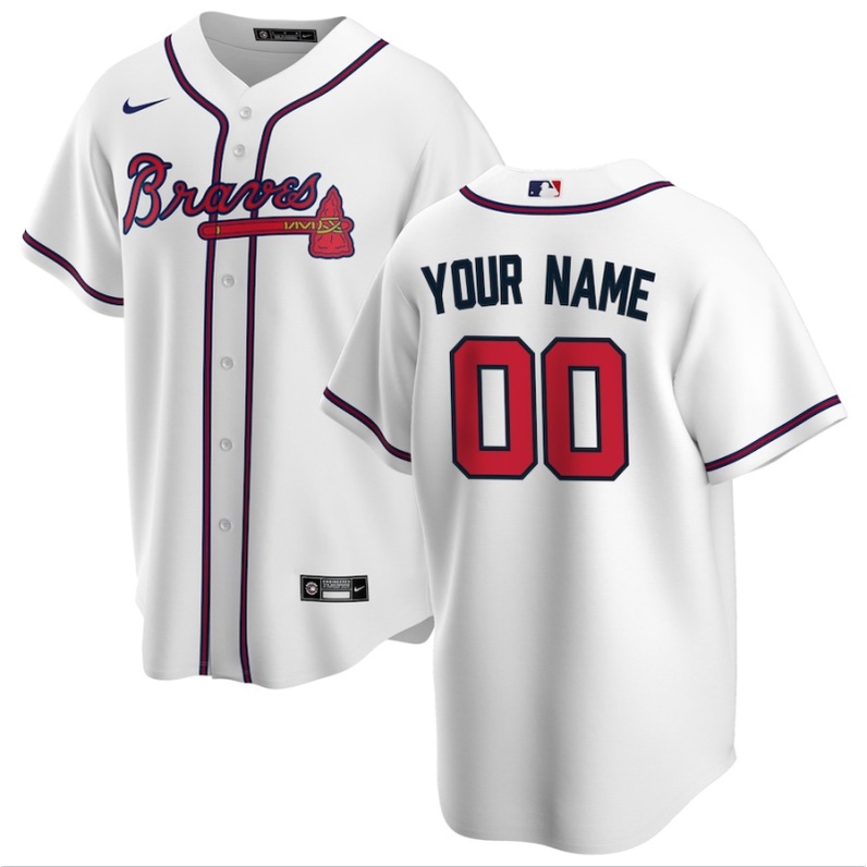 2022 Custom MLB Atlanta Braves White Gold Red Grey Navy Blue Blank Baseball Jersey Shopee