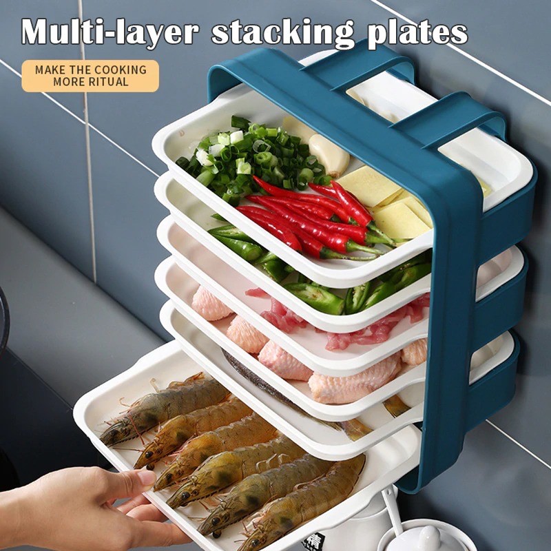 Multi-Layer Wall Hanging Rack Food Storage Tray For Kitchen Storage ...