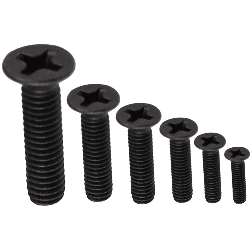 Black M2 x 10mm 25mm Steel Phillips Cross Flat Head Machine Screw