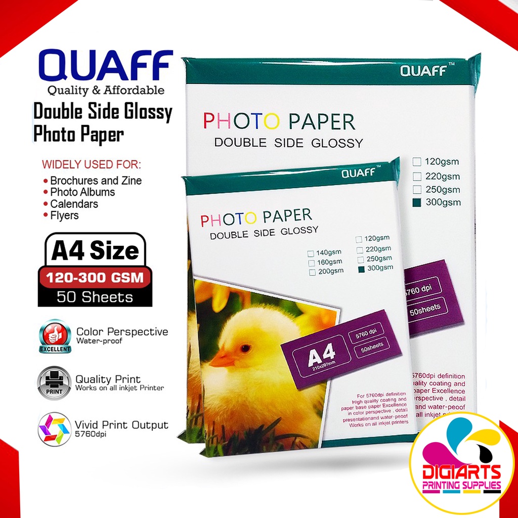 QUAFF DOUBLE SIDED GLOSSY PHOTOPAPER (120gsm/140gsm/160gsm/220gsm ...