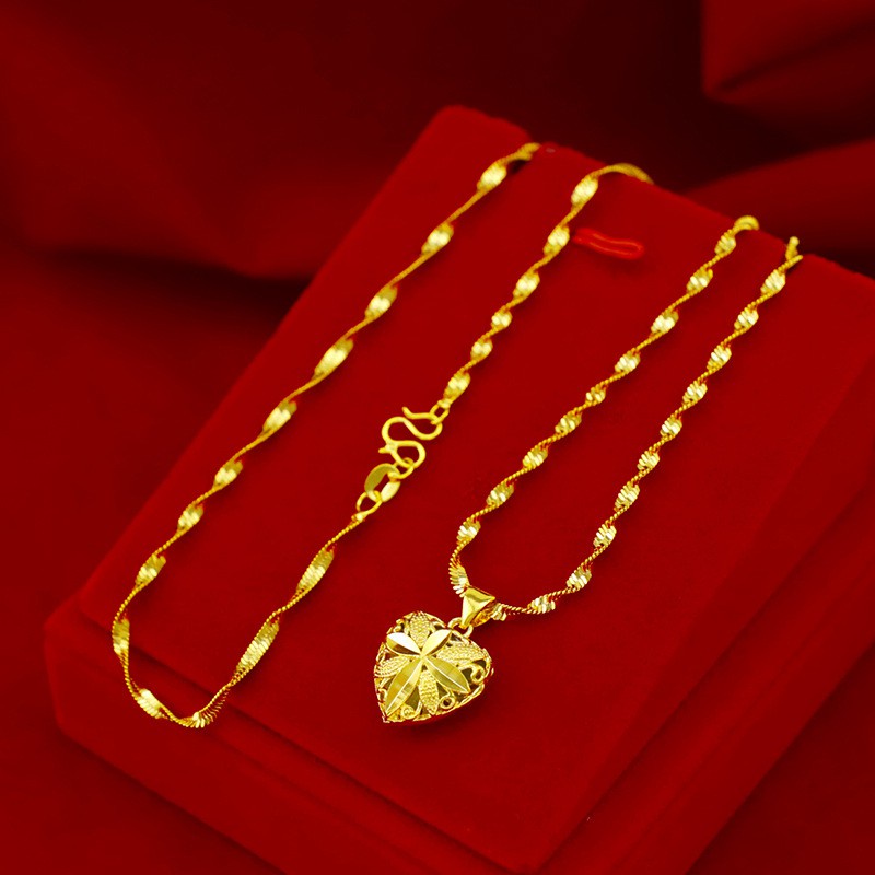 18K Saudi Gold Necklace Gold Necklace Gold Lock Bone Of Box Chain Necklace