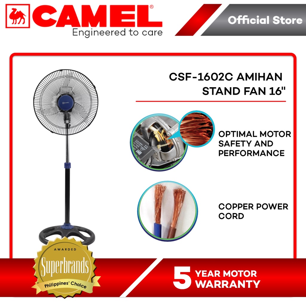 Camel CSF1602C 3x Speed Motor Amihan Stand Fan 16" AS Banana Blade